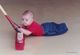 Mommy, I'm helping sweep the floor! Peter had Jerome grab onto the broom and was pulling him around. Jerome loved it!